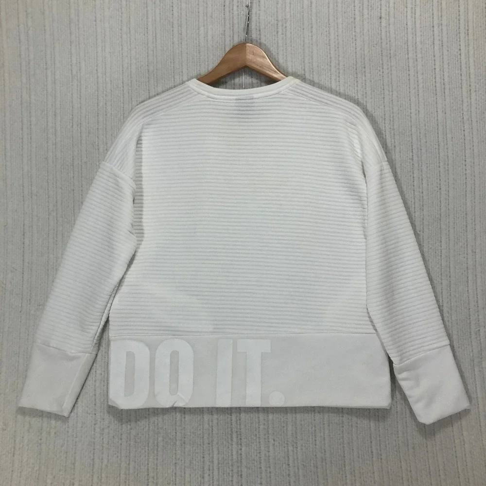 Nike Dri-FIT Pullover Sweatshirt Women's XS White Long Sleeve Just‎ Do It